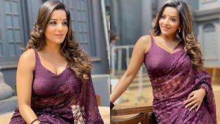 Bhojpuri Sizzler And Nazar Fame Monalisa's Sultry Look in Sheer Purple Saree is Giving us Major Fashion Goals