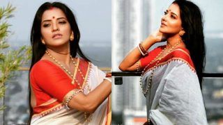 Bhojpuri Sizzler Monalisa Looks Hot as She Flaunts Her Bengali Avatar in Traditional Saree, Wishes Fans 'Happy Women's Day'