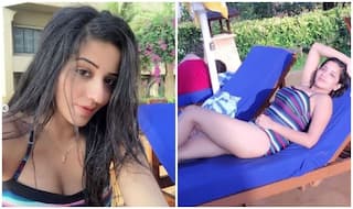 Monalisa Looks Uber Hot in Halter-neck Monokini as She Strikes Sensuous Pose on Lounger