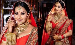 Bhojpuri Bombshell Monalisa Looks Smouldering Hot in Red Bridal Wear, Pictures go Viral