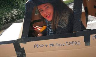 Mother, Daughter Build Cardboard Car to Drive to McDonald's Serving Only Drive-thru Customers