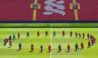 Liverpool FC Footballers Take a Knee at Anfield in Show of Solidarity For George Floyd
