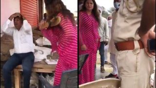 TikTok Star-Turned-BJP Leader Sonali Phogat Caught on Camera Hitting Man With Slipper Before Police, Video Goes Viral