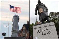 Christopher Columbus-Winston Churchill's Statues Beheaded And Set on Fire For Their Racists Past in USA-UK