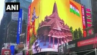 अमेरिका भी राममय: न्यूयॉर्क टाइम्स स्क्वायर के बोर्ड पर भगवान राम और मंदिर का नक्शा