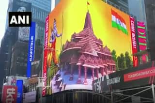 अमेरिका भी राममय: न्यूयॉर्क टाइम्स स्क्वायर के बोर्ड पर भगवान राम और मंदिर का नक्शा