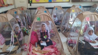 As Iran Reopens Schools, Students Sit in Plastic Tents to Maintain Social Distancing; Picture Goes Viral