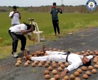 Blindfolded Martial Arts Master Smashes 49 Coconuts Placed Around Student, Creates Guinness Record | Watch