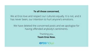 #BoycottErosNow Trends Online as Twitterati Express Outrage Over Navratri Post; Company Issues Apology