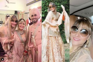 Urvashi Dholakia Poses With Newly Married Neha Kakkar-Rohanpreet Singh During Anand Karaj Ceremony
