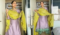 Hina Khan Oozes Elegance in Lavender And Mint Green Salwar Kameez, See PICS