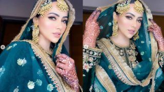 Sana Khan Glows in Green Sharara During Nikaah Ceremony With Anas Syed - See Viral Pics