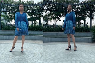 Dia Mirza Beats Monday Blues In Rs 10K Indigo Fuss-Free Printed Dress By Anita Dongre