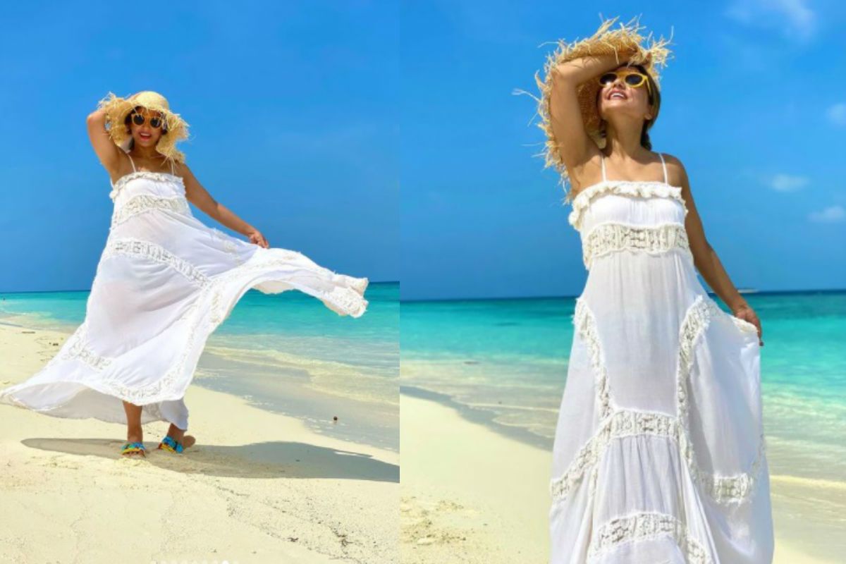 white dress beach photoshoot