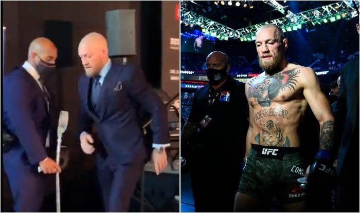 Ufc 257 Conor Mcgregor Walks On Crutches After Suffering Leg Injury During Dustin Poirier Fight At Ufc Watch Video India Com Sports