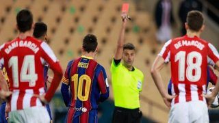 Lionel Messi Could Face Ban After First Red Card in Club Football Career For Barcelona