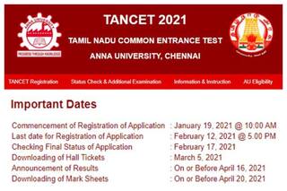 TANCET 2021: Registration Date Extended Till Feb 16, Candidates Can Check Final Status on Feb 23