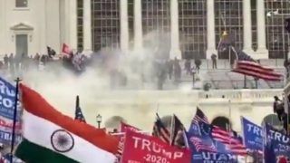 'It's Not a Cricket Match': Man Spotted Waving Indian Flag During Capitol Hill Protests, Video Angers Netizens | Watch