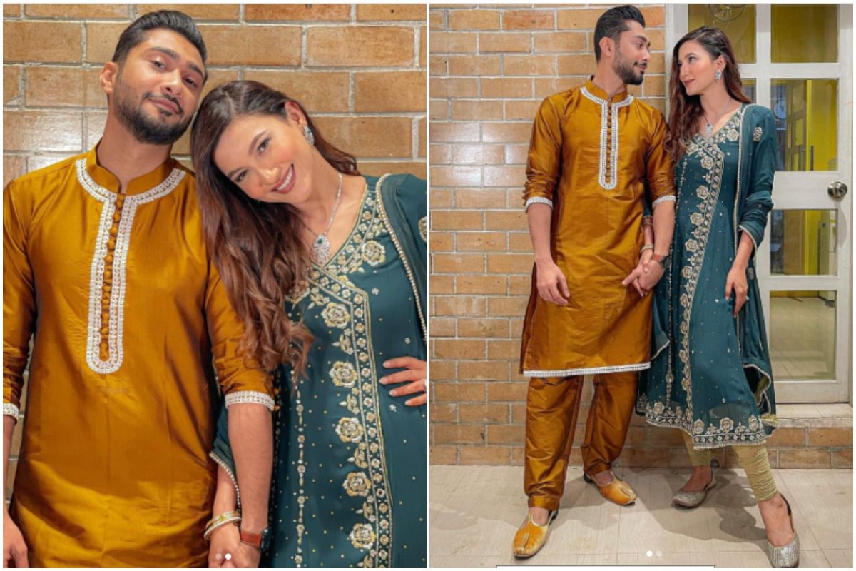 Gauahar Khan Wears Her Sister's Suit to Celebrate 10 Days of Wedding, Poses With Zaid Darbar - See Viral Pics