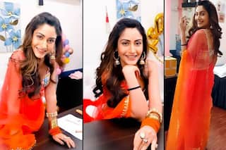 Surbhi Chandna Grooves To 'Bheegi Bheegi Raaton Mein' in Sheer Orange Saree, Video is Unmissable