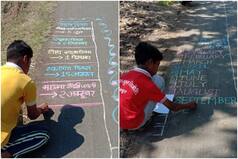 Anything For Education: Children Use Road as 'Slate' in MP's Betul, Learn Writing & Counting on It