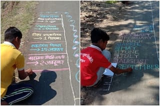 Anything For Education: Children Use Road as 'Slate' in MP's Betul, Learn Writing & Counting on It