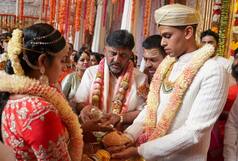 DK Shivakumar's Daughter Aishwarya Ties The Knot With Late CCD Founder's Son Amartya Hegde | See Pictures