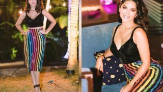 Sunny Leone in Rs 13,000 Multicolour Bulb Printed Skirt with Bralette, Sets Temperature Soaring