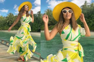 Hina Khan Looks Like A Tropical Queen in Rs 57K Asymmetric Crop Top And Skirt