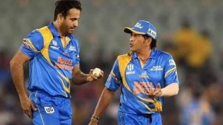 Road safety world series india legend vs west indies legend irfan pathan reveals how sachin tendulkar help him come back in the match after conceding 18 run with 5 wide ball in first over 4500962