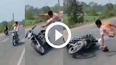 Bike Stunt Video Viral: Man Attempts Dangerous Bike Stunt, But It Goes Horribly Wrong | Watch