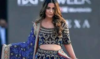 Lakme Fashion Week 2021: नीले लहंगा चोली पहन रैंप पर चलीं Hina Khan, एक नज़र मुस्कुरा कर देखा तो आ गई कयामत