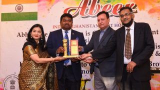 Dr Hari Krishna Maram Awarded at Afghanistan Embassy For Providing Digital Skills to All
