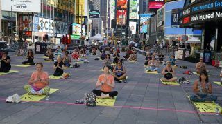 International Yoga Day 2021: Over 3,000 People Participate in Day-Long Celebration at Times Square in New York | See Pics