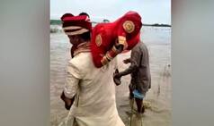 Viral Video: Bihar Groom Lifts Newly Wed Bride on His Shoulder to Help Her Cross Flooded River | Watch