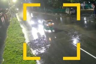 Caught On Camera: Audi Speeding in Heavy Rain Hits Auto in Hyderabad, 1 Dead; Youth Arrested