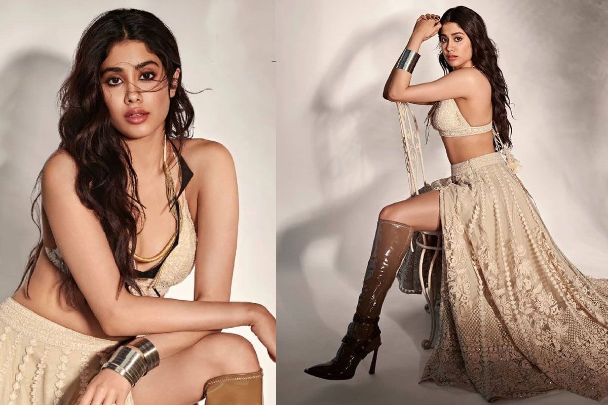 1200px x 800px - Janhvi Kapoor Aces a Bikini Blouse With Thigh-High Slit Lehenga in New  Photoshoot | See Pics