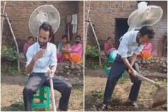 Viral Video: Farmer Ties Table Fan on His Back to Beat The Heat, Funny Jugaad Amuses The Internet | Watch
