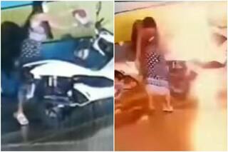 Fiery Revenge: Woman Sets Ex-Boyfriend's Rs 23 Lakh Bike on Fire After His Refusal To Get Back Together | Watch