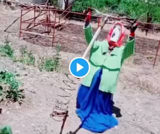 Viral Video of This Swinging Scarecrow Leaves Internet Scared, People Call It 'Desi Ghost Rider' | Watch