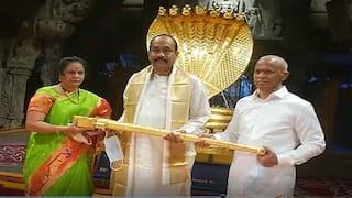 Hyderabad Couple Donates Golden Sword Worth Rs 4 Crore to Tirupati Balaji Temple | See Pics