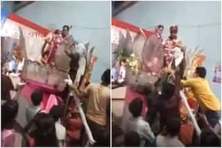 Viral Video: Groom's Mother Gets on Wedding Stage & Beats Her Son With Slippers During Jaimala | Watch