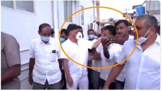 Caught on Camera: Karnataka Congress Chief Slaps Man For Trying to Put Arm Around Him, Faces Backlash | Watch