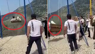 Viral Video: 2 Girls Fall Off Swing on The Edge of 6000-Ft Cliff, Scary Video Will Shock You | Watch