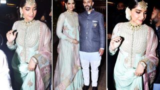 Rhea Kapoor's Wedding: Sonam Kapoor Mesmerises in Mint-Green Anarkali, Poses With Anand Ahuja