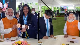 PM Modi Shares Ice-Cream With Sindhu, Treats Gold Medallist Neeraj With Churma | PICS