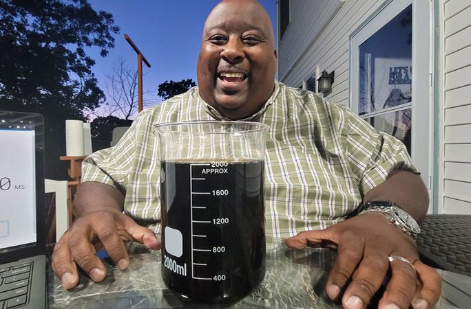 badlands chugs sitting with soda in front of him and smiling tcm25 670621