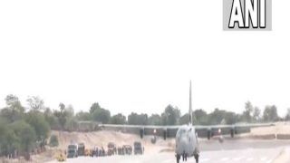 IAF Aircraft With Rajnath Singh, Nitin Gadkari Onboard Conducts Emergency Landing Drill on Rajasthan Highway. Watch Video