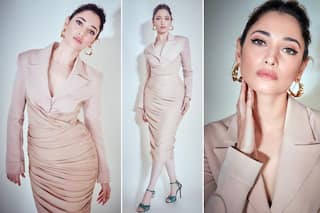 Tamannaah Bhatia in Rs 95K Beige Wrap Dress Looks Sensuous, Take a Look