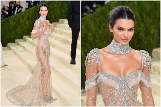 Kendall Jenner Attends Met Gala 2021 in an Ultimate Naked Givenchy Gown Covered in Diamonds